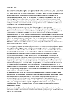 Bild des Textes der Pressemeldung B&uuml;ndnis Istanbul-Konvention 25. November