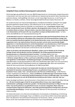 PM B&uuml;ndnis Istanbul-Konvention: Istanbul-Konvention konsequent umsetzen