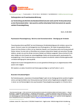 Stellungnahme Frauenhauskoordinierung zur Vorbereitung des Berichts des Bundesministeriums der Justiz und f&uuml;r Verbraucherschutz an den Normenkontrollrat