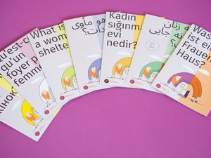 FHK Flyer "Was ist ein Frauenhaus" in weiteren Sprachen