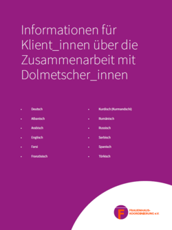 Titelblatt Leitfaden Dolmetschen - Klient_innen, mehrsprachig Titelblatt Leitfaden Dolmetschen - Klient_innen, mehrsprachig
