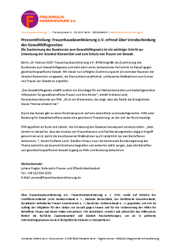 Frauenhauskoordinierung e.V. erfreut über Verabschiedung des Gewalthilfegesetzes