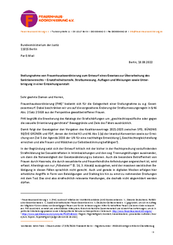 Titelseite Stellungnahme zum Gesetzesentwurf zur &Uuml;berarbeitung des Sanktionsrechts