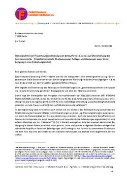 Titelseite Stellungnahme zum Gesetzesentwurf zur Überarbeitung des Sanktionsrechts